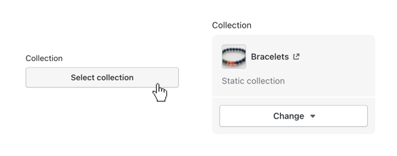 Click select collection to connect it with the block
