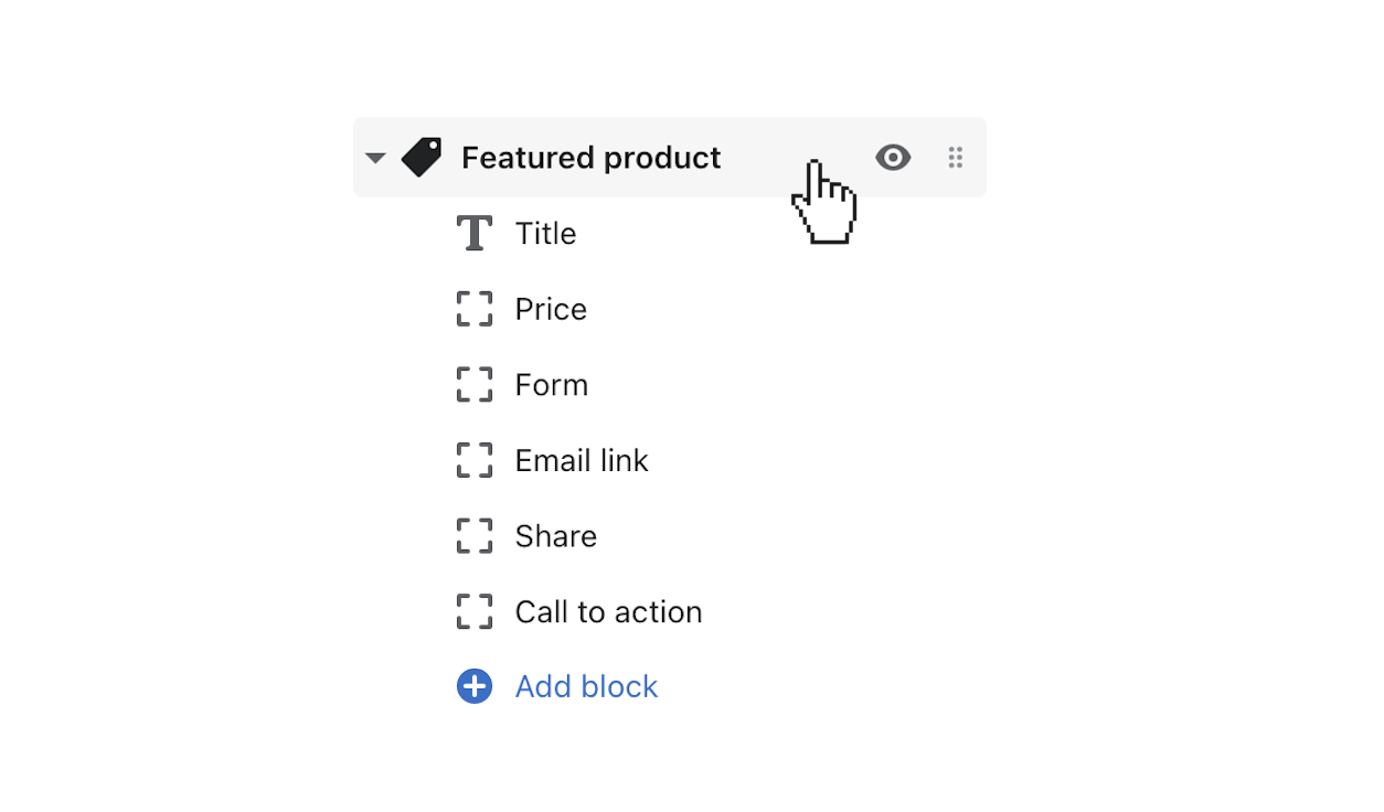 Click featured product to open section settings
