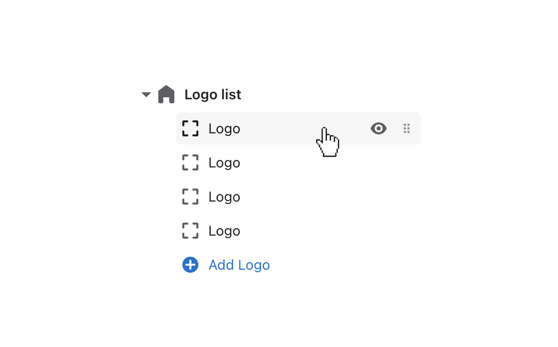 Click a logo block to customize its content
