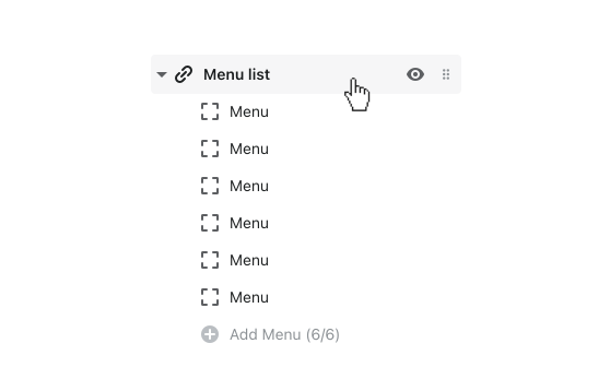 Click menu list section to open its settings