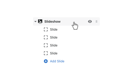Click slideshow to open its settings